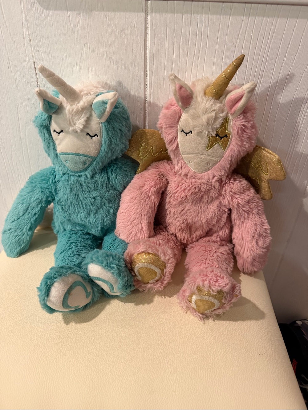 Plush Unicorn Pair - Pink & Teal Fuzzy Stuffed Animals